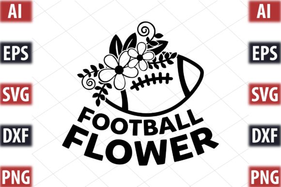 Football Flower Graphics for Crafts and Design