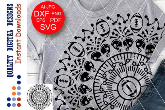 Mandala Football Graphics for Crafts